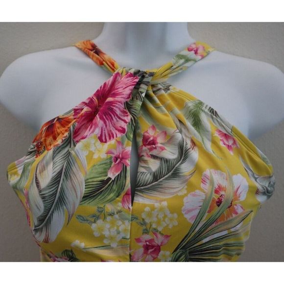 Bleu Rod Beattie Sz 12 Canary Gold Paradiso High Neck One-Piece Swimsuit $119 - Picture 2 of 13